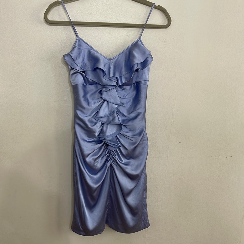 BETSEY JOHNSON COLLECTION silk light blue ruched dress size 0